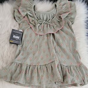 Gerber Green and Pink Floral Kids Casual Dress